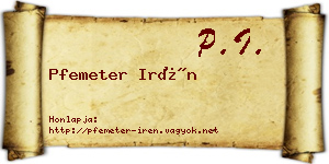 Pfemeter Irén névjegykártya